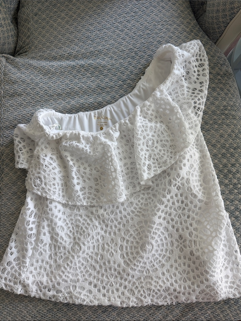 Lilly Pulitzer white lace one shoulder blouse